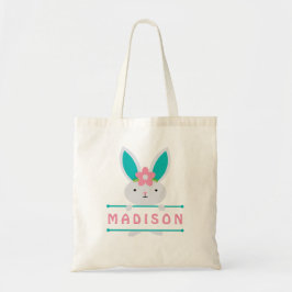 Bolso De Tela Nombre personalizado de conejito de Pascua