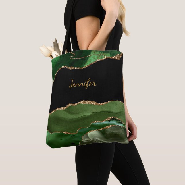 Bolso De Tela Nombre personalizado de cristal de agate negro ver (Detalle)