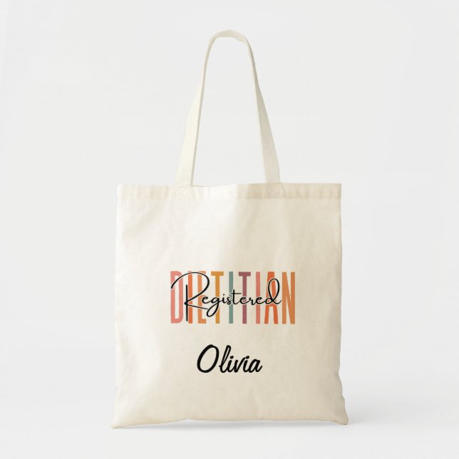 Bolso De Tela Nombre personalizado de dietista registrado (Frente)