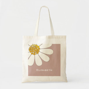 Bolso De Tela Nombre personalizado de diseño floral de margarita