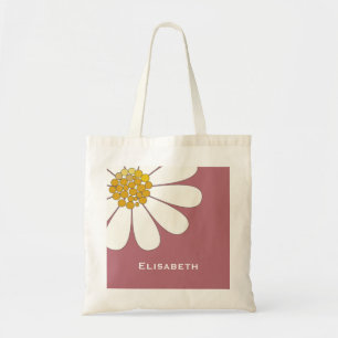 Bolso De Tela Nombre personalizado de diseño floral de margarita