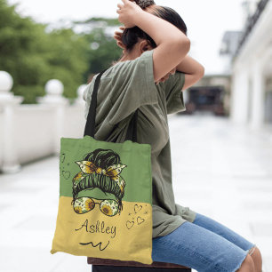 Bolso De Tela Nombre personalizado de estilo girasol