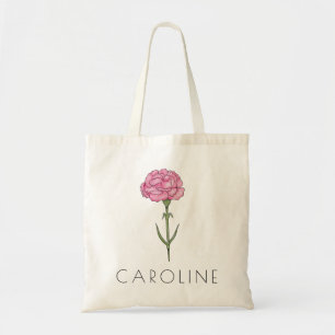 Bolso De Tela Nombre personalizado de flor de nacimiento de ener
