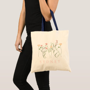 Bolso De Tela Nombre personalizado de flor silvestre