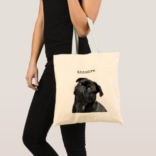 Bolso De Tela Nombre personalizado de foto de perro Mascota Keep