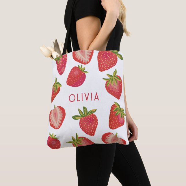 Bolso De Tela Nombre personalizado de fresa (Detalle)