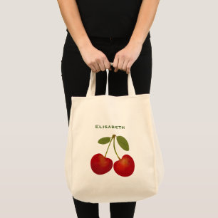 Bolso De Tela Nombre personalizado de fruta de cerezas rojas