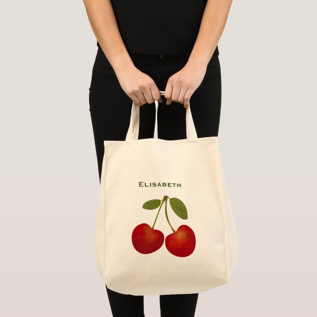 Bolso De Tela Nombre personalizado de fruta de cerezas rojas (Anverso (producto))