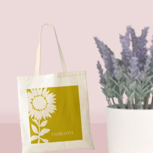 Bolso De Tela Nombre personalizado de girasol moderno minimalist