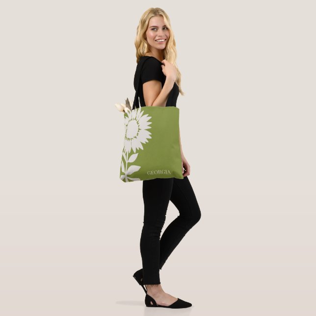 Bolso De Tela Nombre personalizado de girasol moderno minimalist (Puesto)