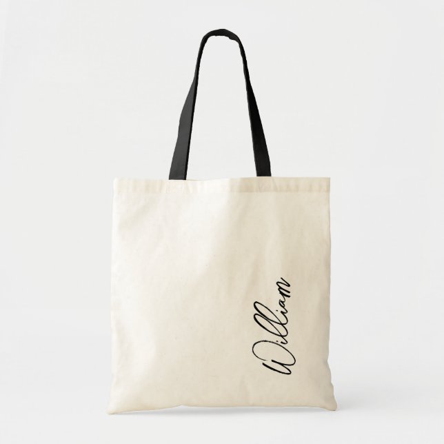 Bolso De Tela Nombre personalizado de guión moderno (Frente)