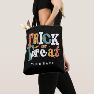 Bolso De Tela Nombre Personalizado De Halloween Trick O Trek
