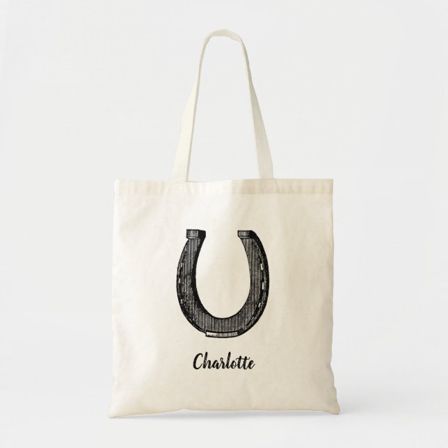 Bolso De Tela Nombre personalizado de herradura hispana hispana (Frente)