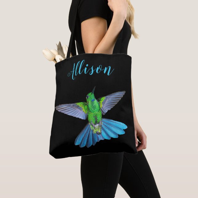 Bolso De Tela Nombre personalizado de Hummingbird brillante (Detalle)