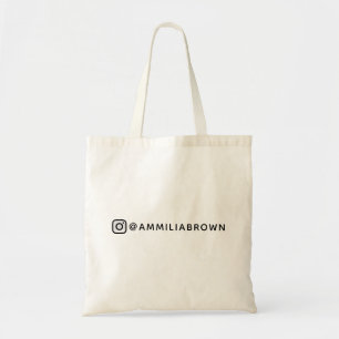 Bolso De Tela Nombre personalizado de Instagram Tote social pe