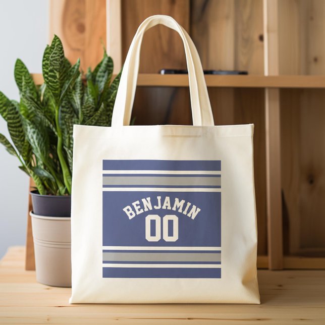 Bolso De Tela Nombre personalizado de Jersey para Deportes Azule (Custom Tote Bag)