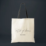 Bolso De Tela Nombre personalizado de la dama de honor con guión<br><div class="desc">Esta elegante y minimalista bolsa de tetas presenta la "matrona de honor" en un moderno guión con letras a mano. Personalice el nombre utilizando el campo de plantilla.</div>