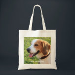 Bolso De Tela Nombre personalizado de la foto del perro del<br><div class="desc">Diseño personalizado del nombre de la foto del perro del beagle y del perro - modifique este recuerdo para requisitos particulares con una foto cargada de su beagle el nombre del perro o añada su propio texto - amamos el "nombre del perro", el cumpleaños del perro o el día de...</div>