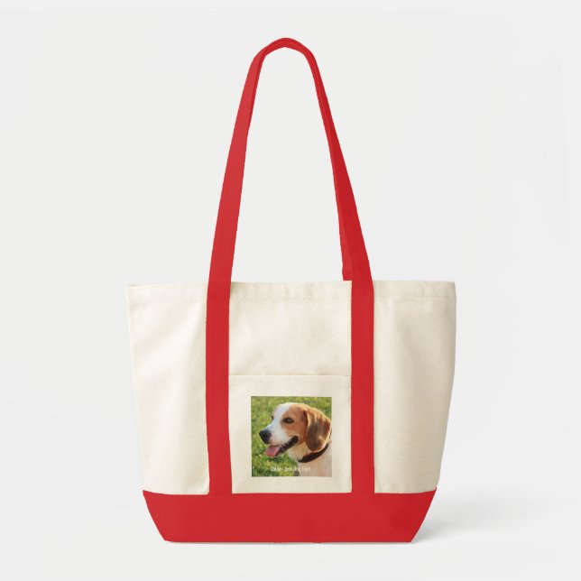 Bolso De Tela Nombre personalizado de la foto del perro del (Frente)