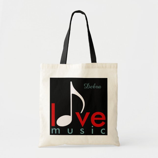Bolso De Tela nombre personalizado de la música de amor (Frente)