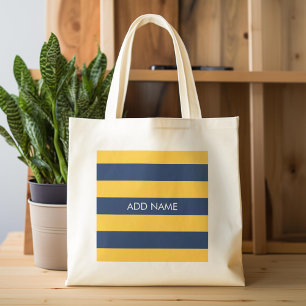 Bolso De Tela Nombre personalizado de las franjas de rugby amari
