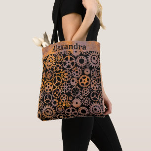Bolso De Tela Nombre personalizado de los engranajes de rusty de