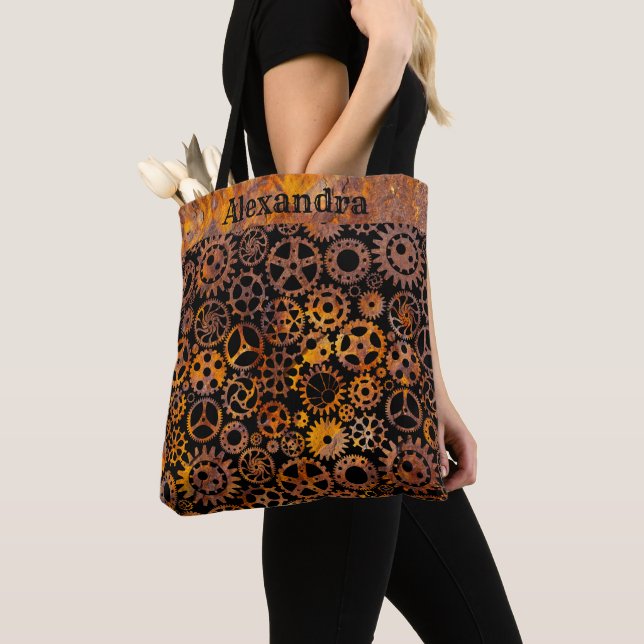 Bolso De Tela Nombre personalizado de los engranajes de rusty sú (Detalle)