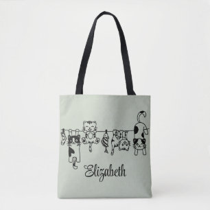 Bolso De Tela Nombre personalizado de los gatitos colgantes