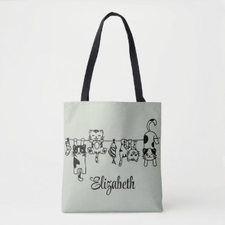 Bolso De Tela Nombre personalizado de los gatitos colgantes