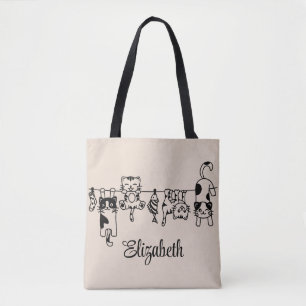 Bolso De Tela Nombre personalizado de los gatitos colgantes