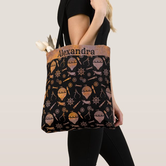 Bolso De Tela Nombre personalizado de los globos de aire calient (Detalle)