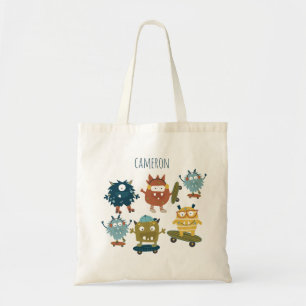 Bolso De Tela Nombre personalizado de los monstruos Cute Skatebo
