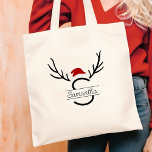 Bolso De Tela Nombre personalizado de los Navidades antimonogram<br><div class="desc">¡Traigan alegría de vacaciones con estilo! 🎅 Personalizar su Tote Modern Antler Santa con su monograma y nombre. Un regalo festivo,  lindo y único para tus seres queridos para Navidades! 🎄 #SantaMonogramTote #ChristmasStyle</div>