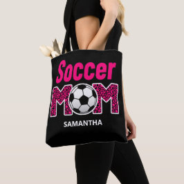 Bolso De Tela Nombre personalizado de mamá de fútbol personaliza