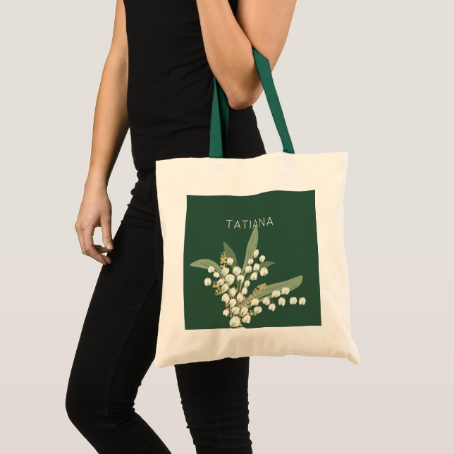 Bolso De Tela Nombre personalizado de May Lily of Valley Floral  (Anverso (producto))