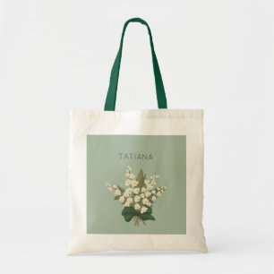 Bolso De Tela Nombre personalizado de May Lily of Valley Floral 