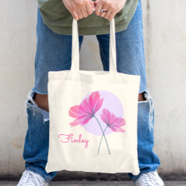 Bolso De Tela Nombre personalizado de Moda de flores rosas peque