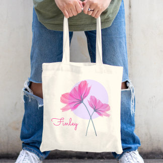 Bolso De Tela Nombre personalizado de Moda de flores rosas peque