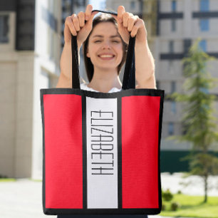 Bolso De Tela Nombre Personalizado de Monograma con Bloques de C