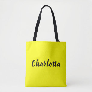 Bolso De Tela Nombre personalizado de negro   Color amarillo neó