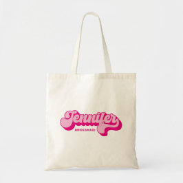 Bolso De Tela Nombre personalizado de novia rosa caliente de est