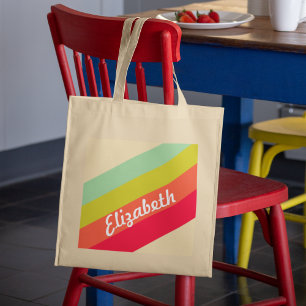 Bolso De Tela Nombre personalizado del arcoiris pastel
