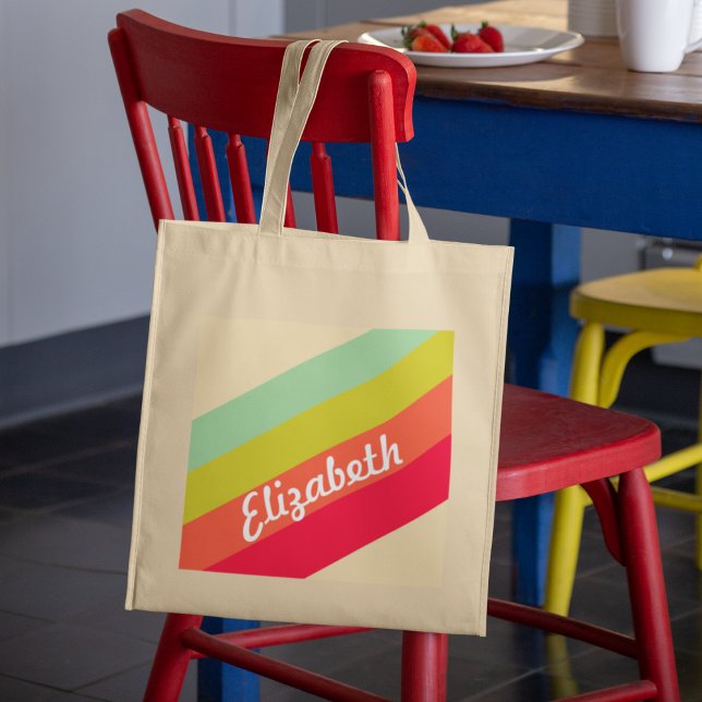 Bolso De Tela Nombre personalizado del arcoiris pastel (Subido por el creador)