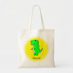 Bolso De Tela Nombre personalizado del dibujo de dinosaurios ver