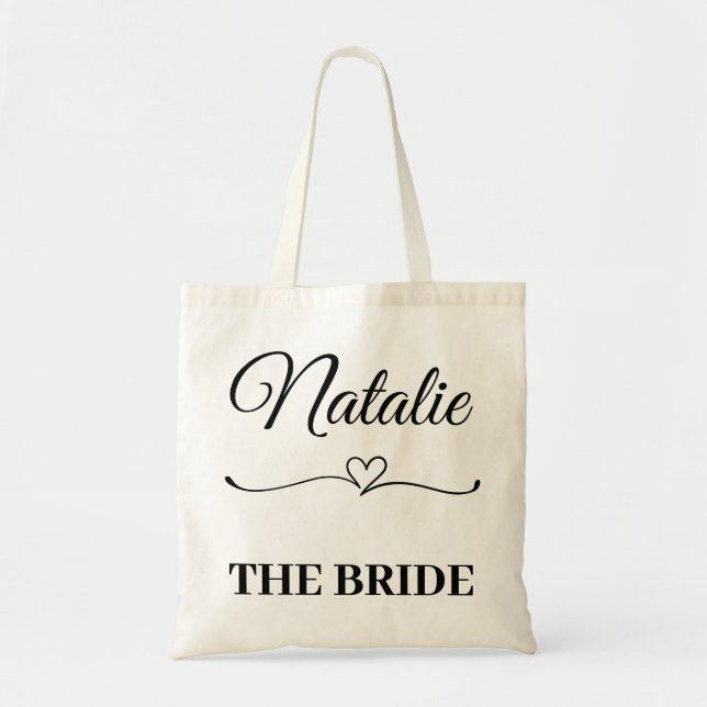 Bolso De Tela Nombre Personalizado Del Equipo De Boda De Novia (Frente)