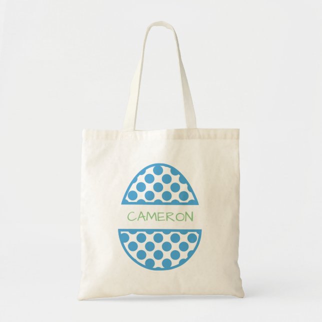 Bolso De Tela Nombre personalizado del Huevo de Pascua Azul (Frente)