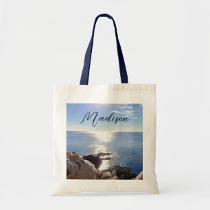 Bolso De Tela Nombre personalizado del océano azul esparcido