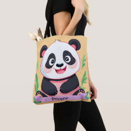Bolso De Tela Nombre personalizado del panda del bebé