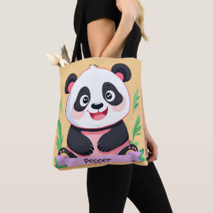 Bolso De Tela Nombre personalizado del panda del bebé
