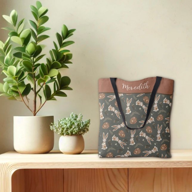 Bolso De Tela Nombre personalizado del patrón folclórico del hue (Subido por el creador)